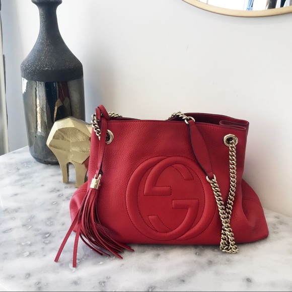 Gucci Handbags - Gucci Red Soho Double chain